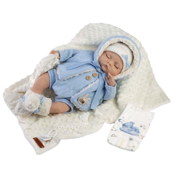 Лялька Munecas De Cuna Елмо у блакитному одязі, 45 см (43236) - Pampik