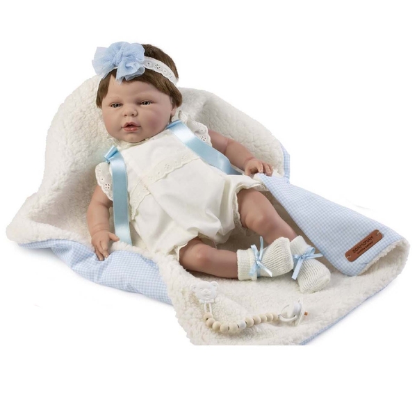Лялька Munecas De Cuna Reborn Magdalena з блакитною пов'язкою, 45 см (45604) - Pampik