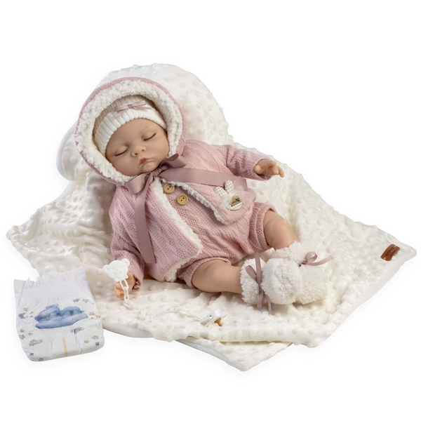 Лялька Munecas De Cuna Альба у рожевому одязі, 45 см (43229) - Pampik