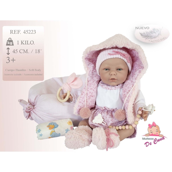 Кукла Munecas De Cuna Роза в розовом комбинезоне, 45 см (41744) - Pampik - 2