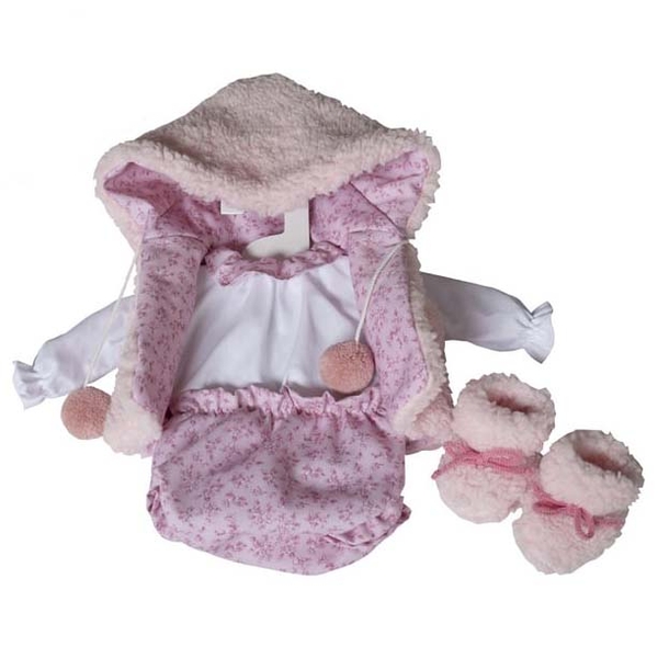 Набор одежды для куклы Munecas De Cuna: двусторонний жилет и пинетки, 45 см, розовый (R45223) - Pampik