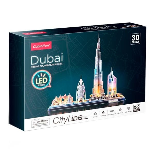 3D пазл CubicFun City Line з LED-підсвіткою Дубай (L523h) - Pampik