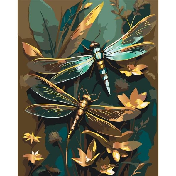 Картина по номерам ArtCraft Блестящие стрекозы с металлизированными красками 40х50 см (11599-AC) - Pampik - 2