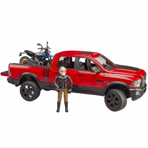 Автомодель Bruder Внедорожник Dodge RAM 2500 с мотоциклом и фигуркой 1:16 (02502) - Pampik