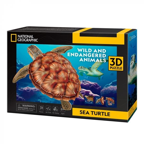 3D пазл CubicFun Исчезающие животные Морская черепаха (DS1080h) - Pampik