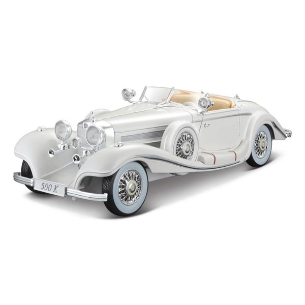 Автомодель Maisto 1936 Mercedes-Benz 500K Specialroadster 1:18 белый (36055 white) - Pampik