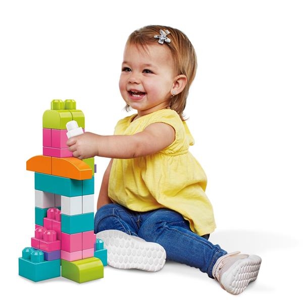 Конструктор Mega Bloks First Builders рожевий у мішку 60 деталей (DCH54) - Pampik - 7