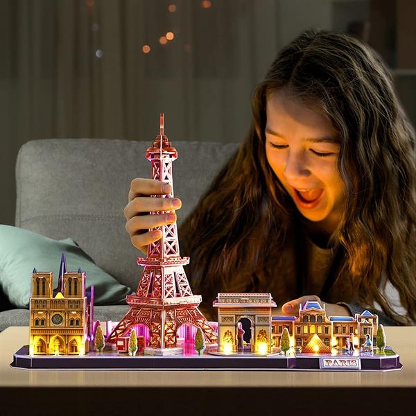 3D пазл CubicFun City Line з LED-підсвіткою Париж (L525h) - Pampik - 3