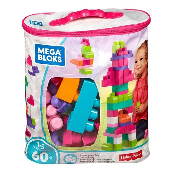 Конструктор Mega Bloks First Builders рожевий у мішку 60 деталей (DCH54) - Pampik