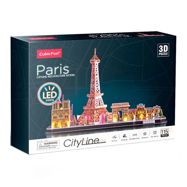 3D пазл CubicFun City Line з LED-підсвіткою Париж (L525h) - Pampik
