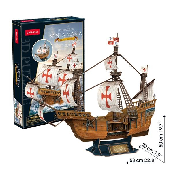 Пазл 3D CubicFun Корабль Санта-Мария, 204 элемента (T4038h) - Pampik