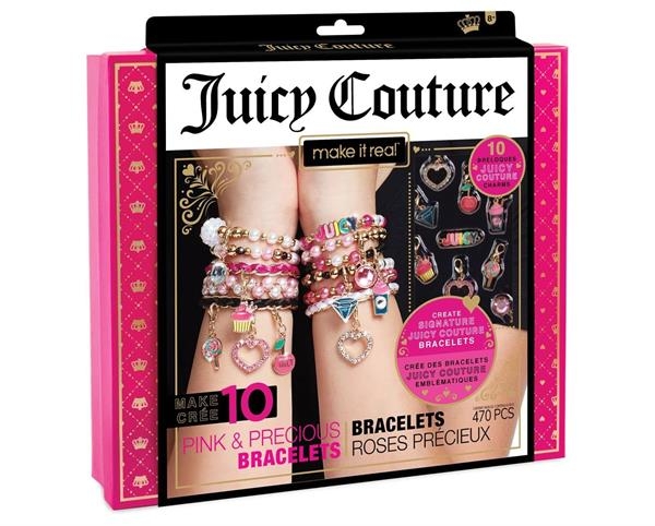 Набор для создания шарм-браслетов Make it Real Juicy Couture Розовый звездопад 470 эл. (MR4408) - Pampik