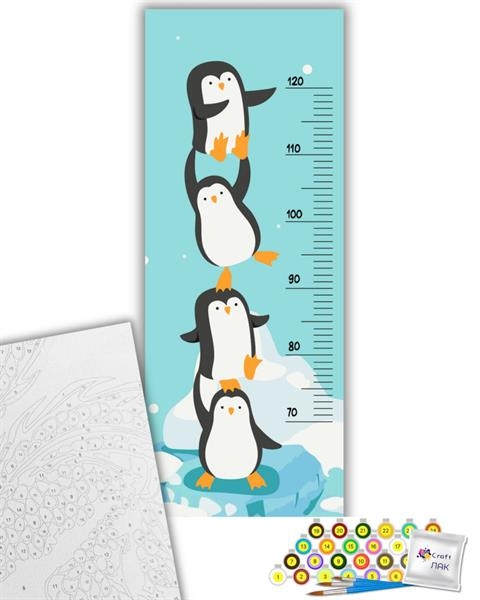 Ростомер-картина по номерам ArtCraft Пингвинчики 30х80 см (15128-AC) - Pampik