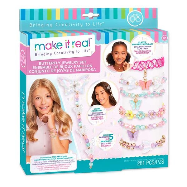 Набор для создания украшений Make it Real Бабочки 281 эл. (MR1323) - Pampik