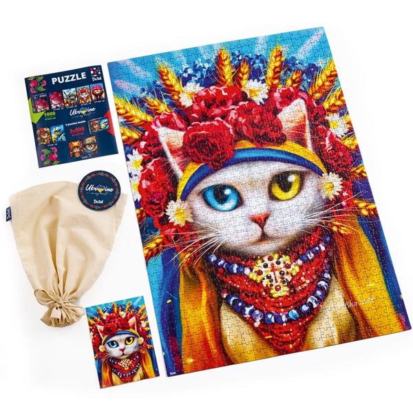 Пазл De.tail Біла кішка у вінку, 1000 елементів (DT1000-06) - Pampik - 2