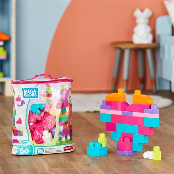 Конструктор Mega Bloks First Builders рожевий у мішку 60 деталей (DCH54) - Pampik - 3
