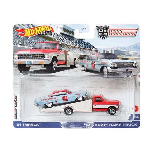 Ігровий набір Hot Wheels Car culture Team Transport автомодель 61 Impala та транспортер 72 Chevy Ramp Truck (FLF56/HKF40) - Pampik