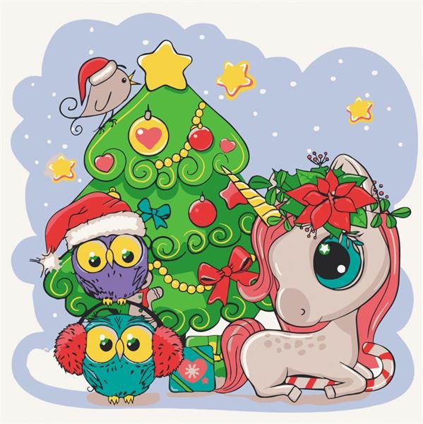 Картина за номерами ArtCraft Єдиноріжка з друзями 30х30 см (15553-AC) - Pampik