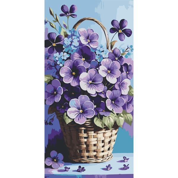Картина по номерам ArtCraft Фиалки в корзине 40х80 см (13089-AC) - Pampik