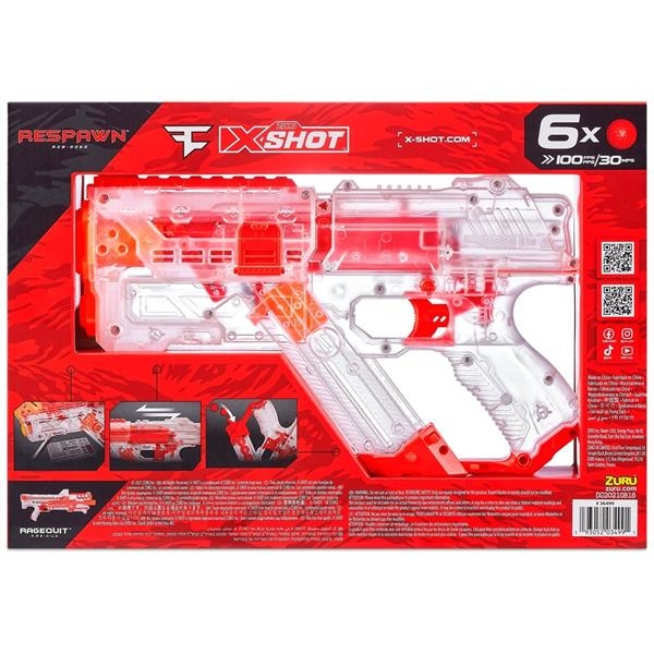 Быстрострельный бластер X-Shot Chaos Faze Respawn 12 шариков (36499) - Pampik