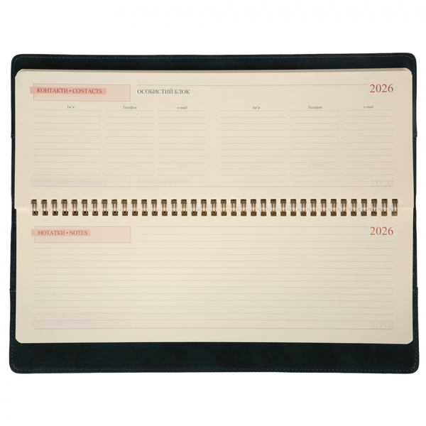 Планінг-щотижневик настільний Leo Planner Case, датований 2026, 34х13 см, 128 сторінок, темний смарагд (252678) - Pampik - 3