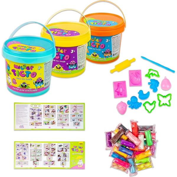 Набір для творчості Strateg Містер тісто, у відрі, 25 кольорів (41004) - Pampik - 2