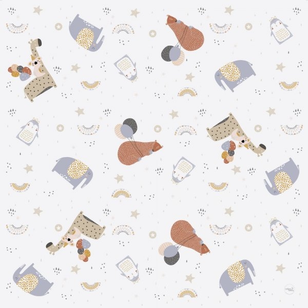 Килимок водонепроникний Ceba Baby Giraffe, 120x120 см, білий з бежевим (W-308-000-637) - Pampik