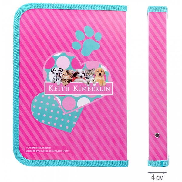 Папка для тетрадей 1 Вересня Keith Kimberlin, В5, на молнии, розовый с бирюзовым (491843) - Pampik - 2