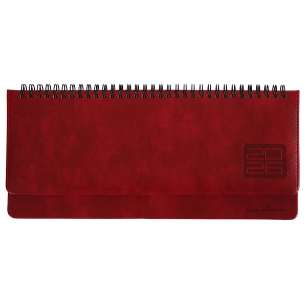 Планінг-щотижневик настільний Leo Planner Persona, датований 2026, 30х14 см, 128 сторінок, бордовий (252656) - Pampik