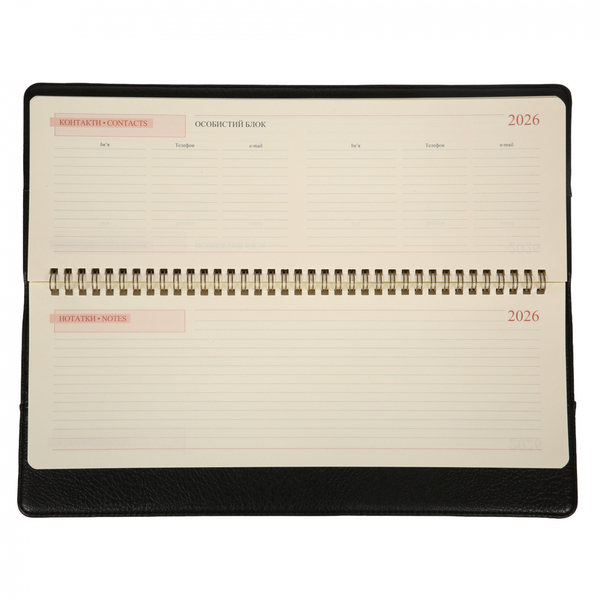 Планінг-щотижневик настільний Leo Planner Credo, датований 2026, 34х13 см, 128 сторінок, чорний (252679) - Pampik - 3