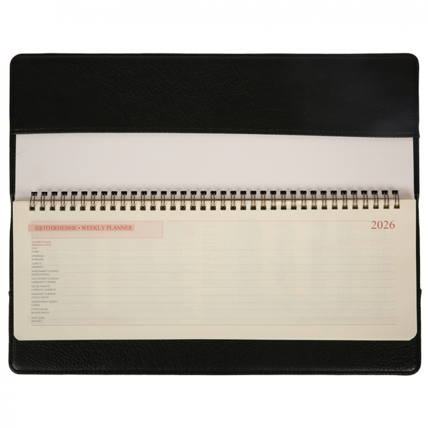 Планінг-щотижневик настільний Leo Planner Credo, датований 2026, 34х13 см, 128 сторінок, чорний (252679) - Pampik - 2