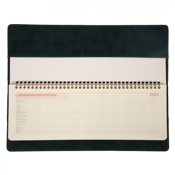 Планінг-щотижневик настільний Leo Planner Case, датований 2026, 34х13 см, 128 сторінок, темний смарагд (252678) - Pampik - 2
