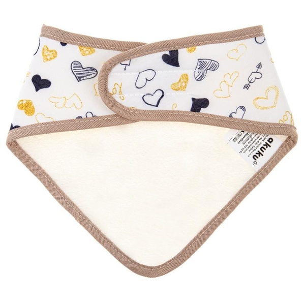 Нагрудник бандана Akuku Сердечка, бежевий (A1512) - Pampik - 3