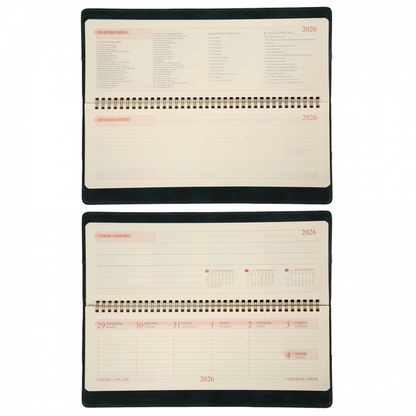 Планінг-щотижневик настільний Leo Planner Case, датований 2026, 34х13 см, 128 сторінок, темний смарагд (252678) - Pampik - 5