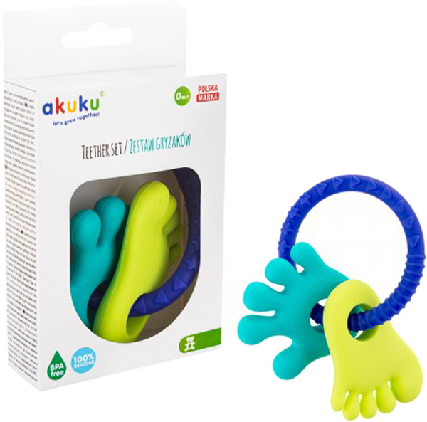 Набор прорезывателей Akuku Ручка-Ножка, синий (A0127) - Pampik