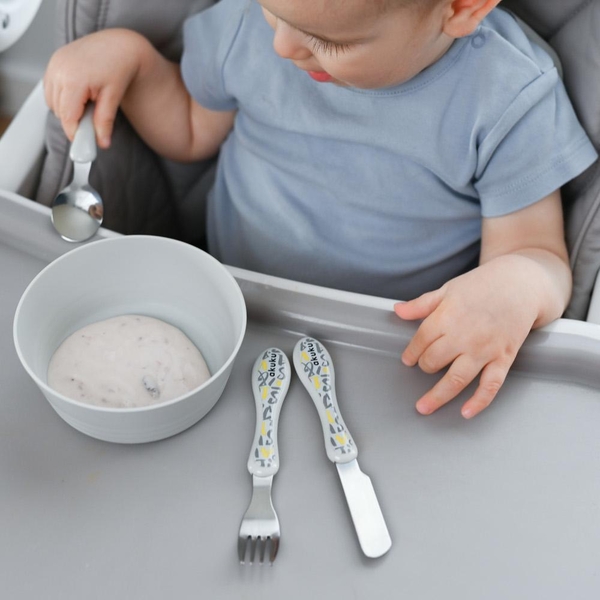 Набір столових приборів Akuku, 3 шт., сірий (A0103) - Pampik - 4