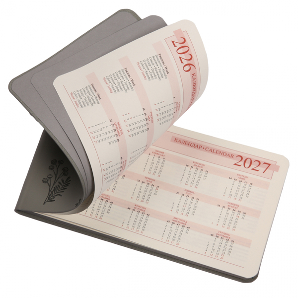 Щотижневик Leo Planner Fiore, датований 2026, 10х17 см, 128 сторінок, сірий (252715) - Pampik - 3
