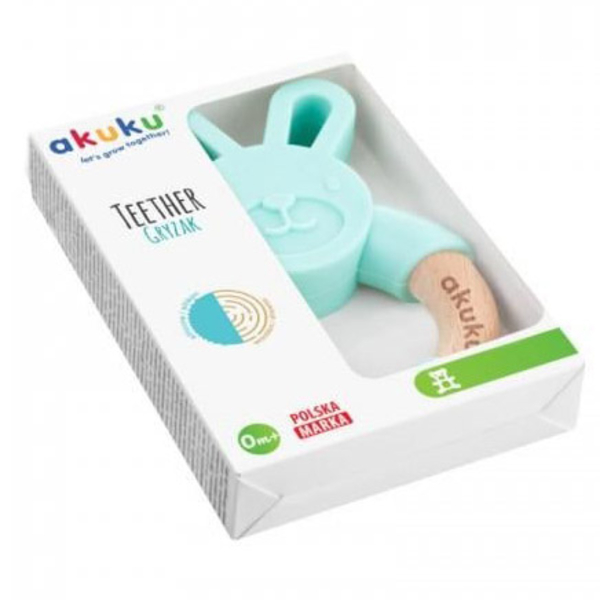 Силиконово-деревянный прорезыватель Akuku Кролик (A0137) - Pampik - 2