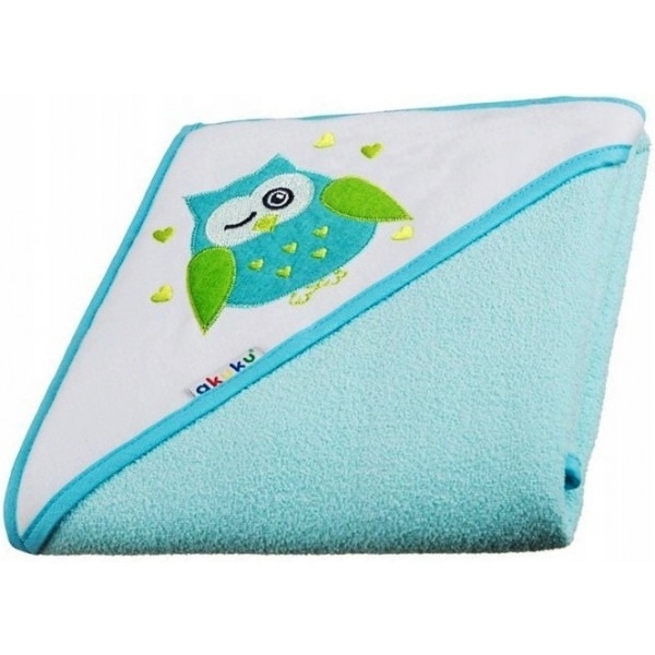 Рушник з капюшоном Akuku Сова, 80x80 см, бірюзовий (A1236) - Pampik