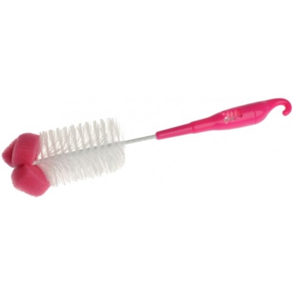 Щеточка для бутылочек и сосок Akuku, с губкой, розовый (A0575) - Pampik - 2