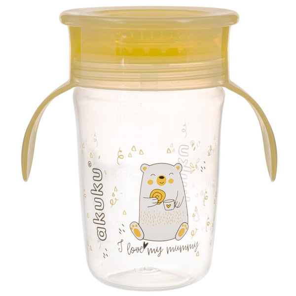 Чашка-непроливайка 360˚ Akuku, з ручками, 270 мл, жовтий (A0670) - Pampik - 2