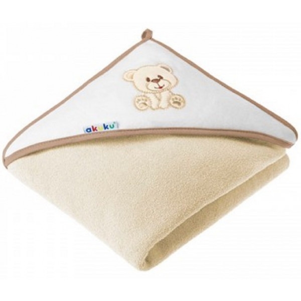 Рушник з капюшоном Akuku Ведмедик, 100x100 см, бежевий (A1252) - Pampik