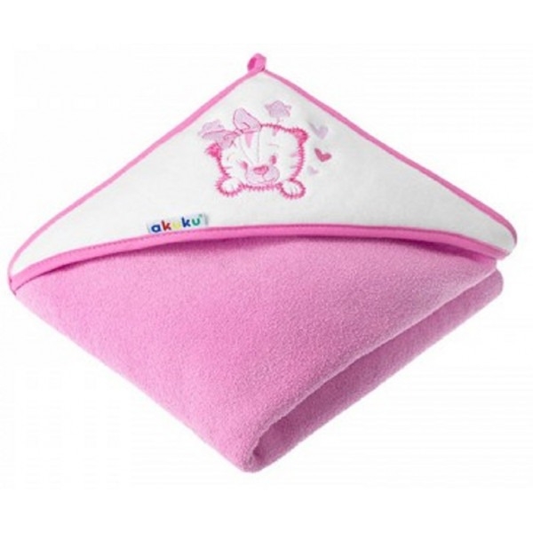 Рушник з капюшоном Akuku Тигреня, 100x100 см, рожевий (A1253) - Pampik
