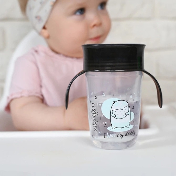 Чашка-непроливайка 360˚ Akuku, с ручками, 270 мл, черный (A0671) - Pampik - 5