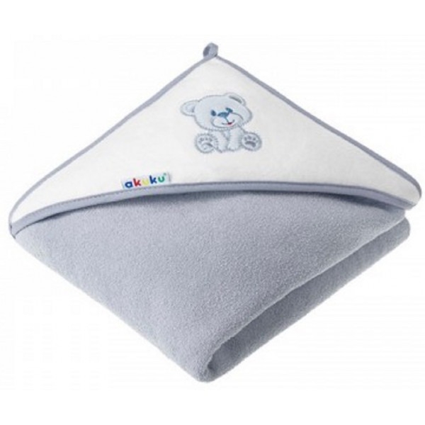 Полотенце с капюшоном Akuku Мишка, 100x100 см, серый (A1258) - Pampik