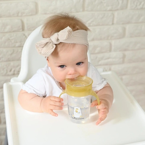 Чашка-непроливайка 360˚ Akuku, з ручками, 270 мл, жовтий (A0670) - Pampik - 7