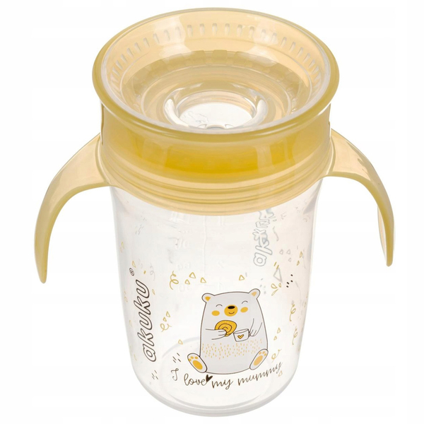 Чашка-непроливайка 360˚ Akuku, з ручками, 270 мл, жовтий (A0670) - Pampik