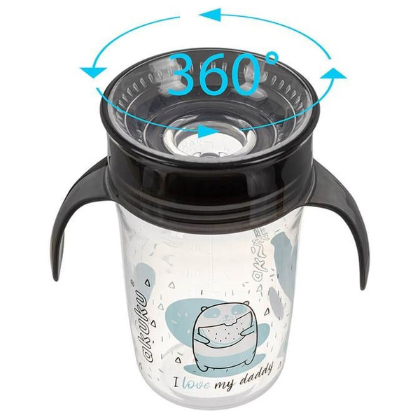 Чашка-непроливайка 360˚ Akuku, с ручками, 270 мл, черный (A0671) - Pampik - 3