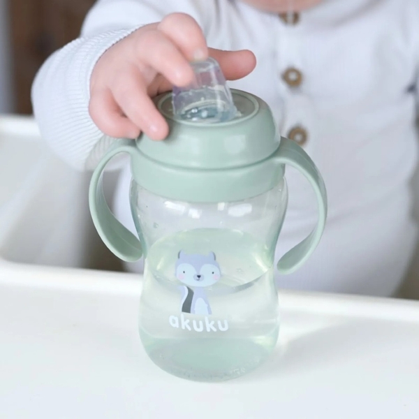 Чашка-непроливайка Akuku Енот, 240 мл, зеленый (A0220) - Pampik - 6