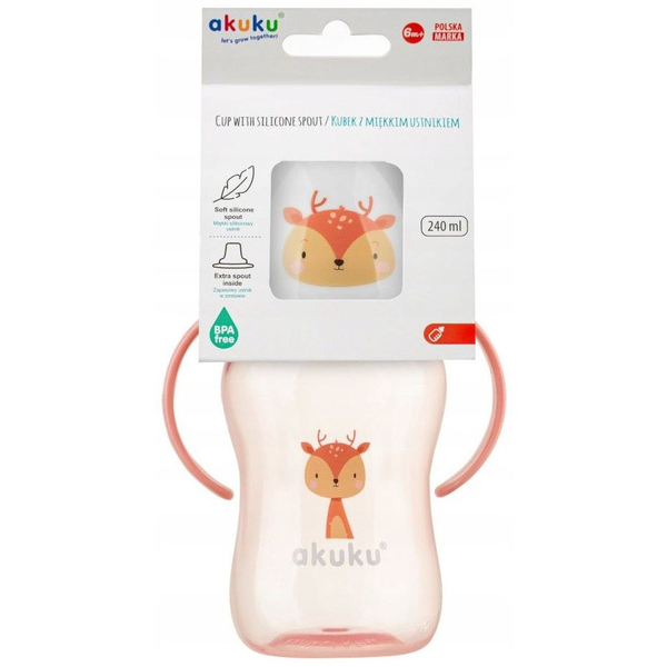 Чашка-непроливайка Akuku Олень, 240 мл, рожевий (A0221) - Pampik - 4